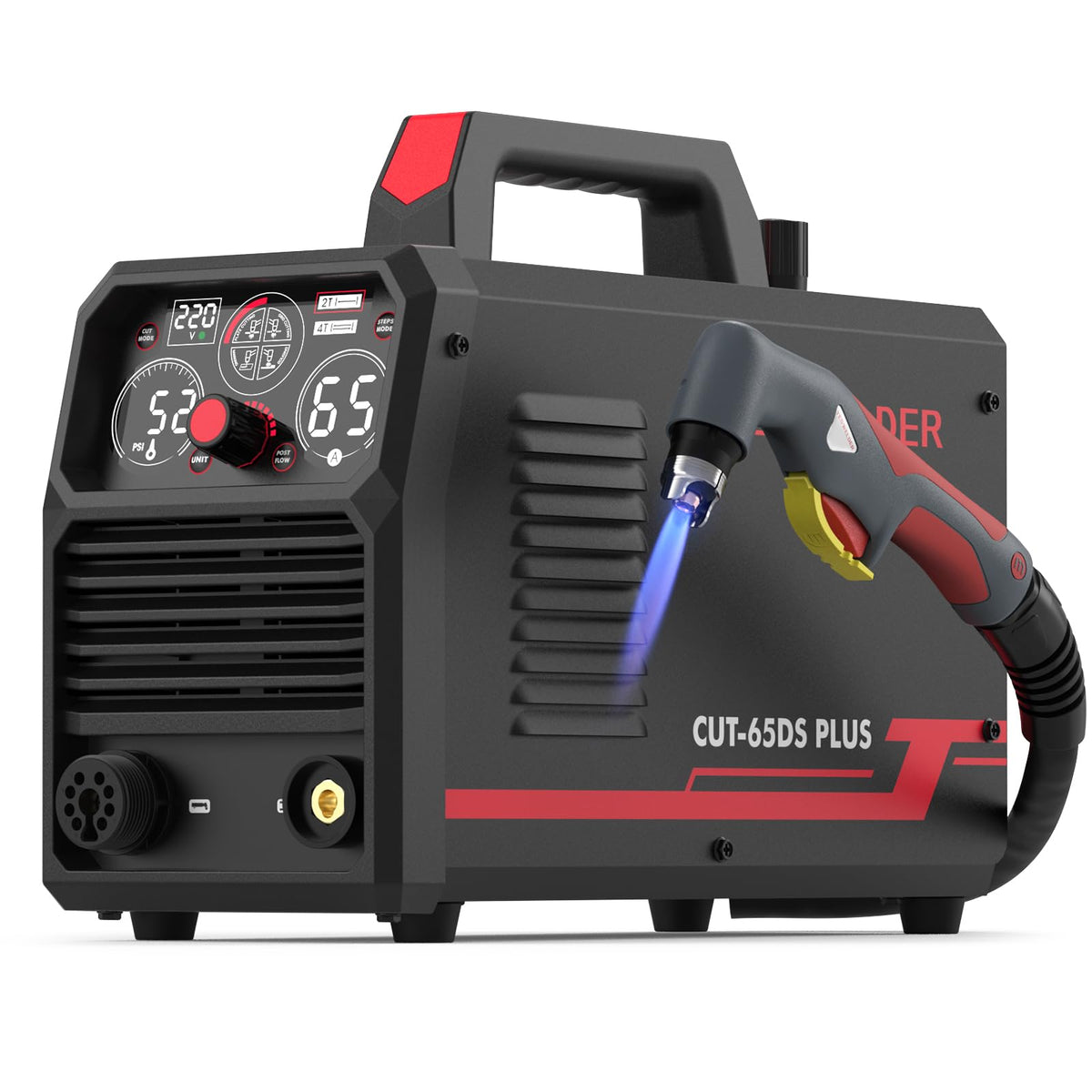 YESWELDER Plasma Cutter, 65Amp 110V/220V Non-High Frequency Non-Touch Pilot Arc 4-In-1 Plate Cutting/Grid Cutting/Gouging/Marking Multifunctional Plasma Cutting Machine CUT-65DS PLUS