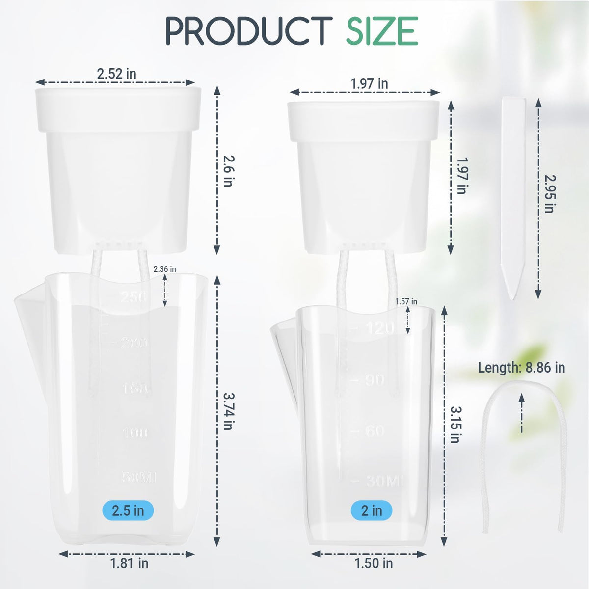FIMXSD 12 Pack 2" Small Self-Watering Planter Pots - Mini Clear Seed Starter Pots with Visible Water Level, Plastic Nursery Pots for Succulents, Herbs, and Propagation - Includes 12 Plant Labels