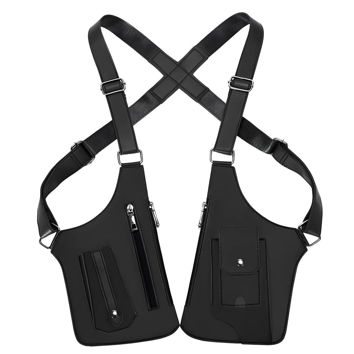 Pawbena Double Shoulder Armpit Bag for Men, Anti-Theft Underarm Shoulder Holster Bag with Adjustable Strap, Hidden Phone Wallet Pocket for Travel & Daily Commute (Black)