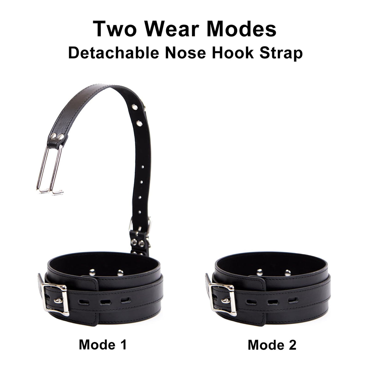 Gothic Choker Leather Collar with Nose Hook Adjustable Necklace for Bar Masquerade Cosplay Accessory