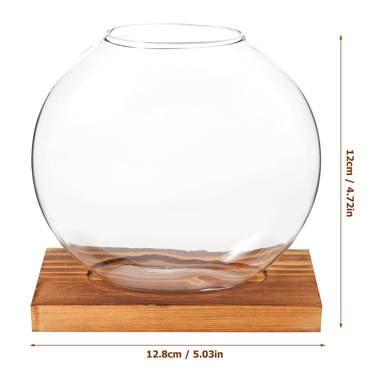DOITOOL Wood Base Glass Hydroponic Vase for Plant Propagation, Desktop Planter Bottle with Retro-Style Base, Home and Office Flower Terrarium Decoration