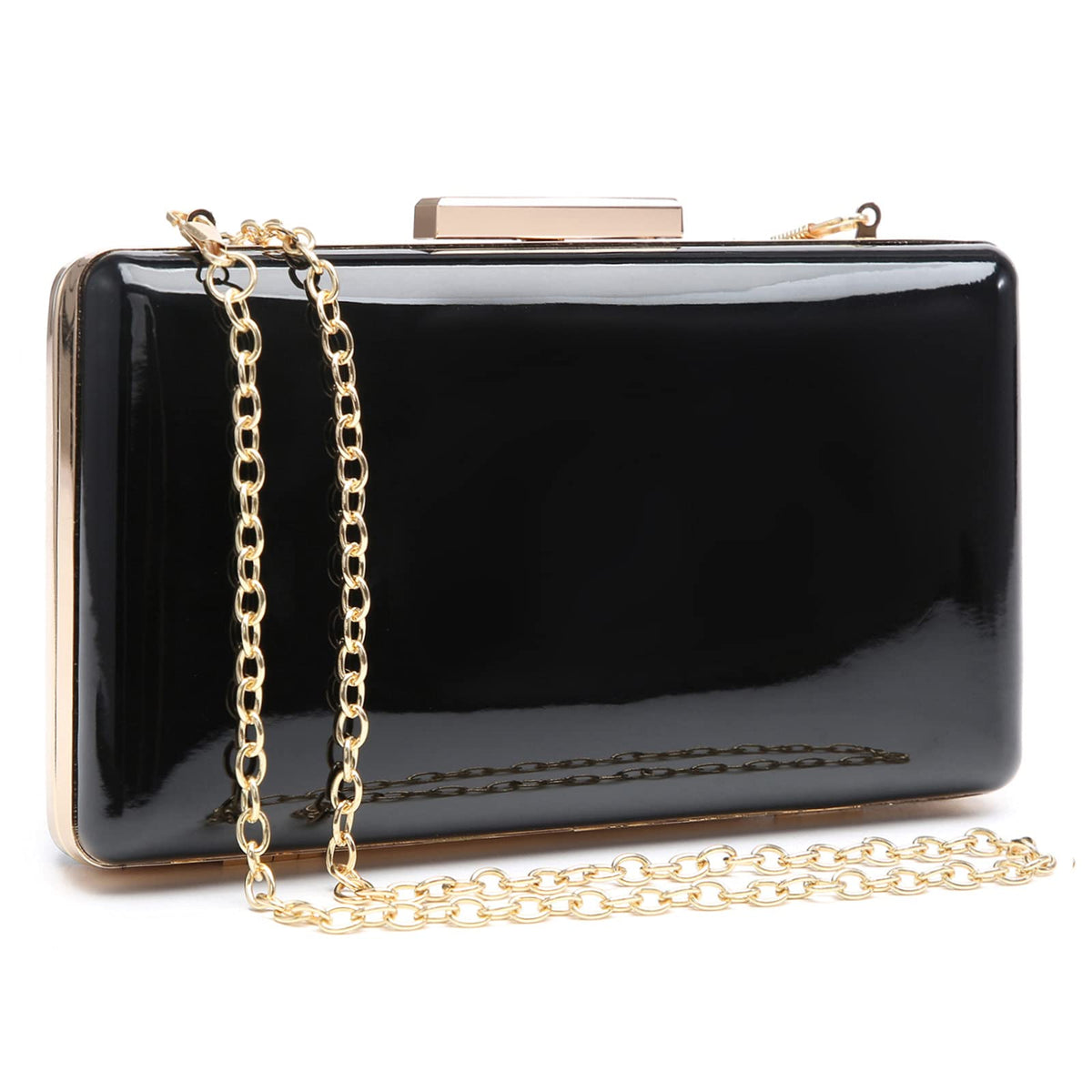 Dasein Women Evening Purses Clutch Bags Formal Party Clutches Wedding Purses Cocktail Prom Handbags (Patent Leather Black)