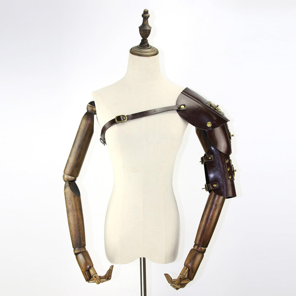 Steampunk Armband Leather Armor Shoulder Bracer Adjustable Medieval Knight Renaissance Cosplay Accessory Brown