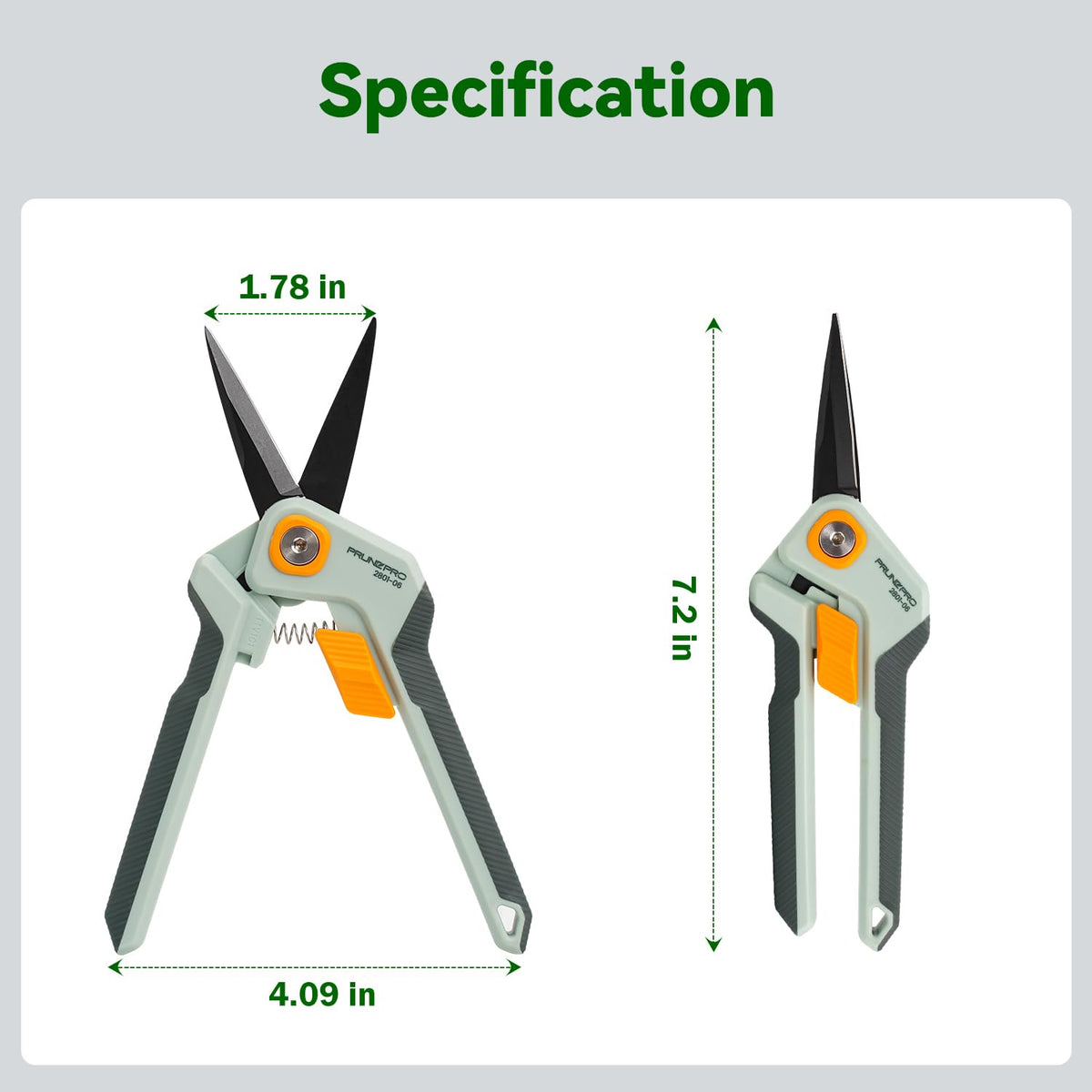 PrunePro Garden Scissors Pruning Shears Sharp Stainless Steel Non-Stick Teflon Coating Blade for Precise Cuts Garden Snip Bonsai Clippers for Plants Rose Flower 2 Pack