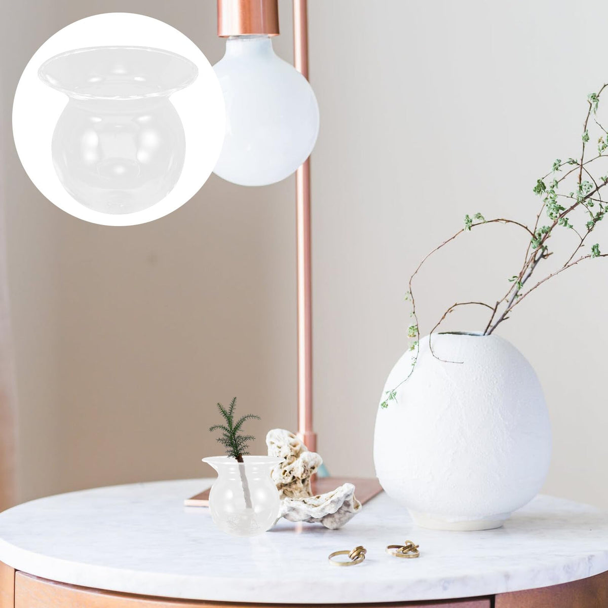 Angoily 4pcs Glass Flower Vase Set Globe Shape Glass Planter for Plants Hydroponic Propagation Terrarium Indoor Home Décor