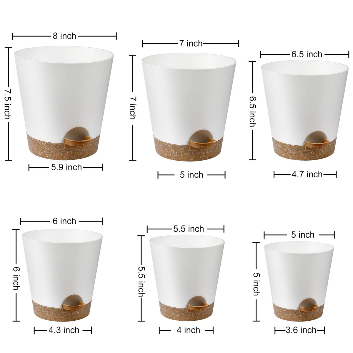 YNNICO Plant Pots 12 10 9 Inch Set of 3, Flower Pots with Multi Mesh Drainage Holes