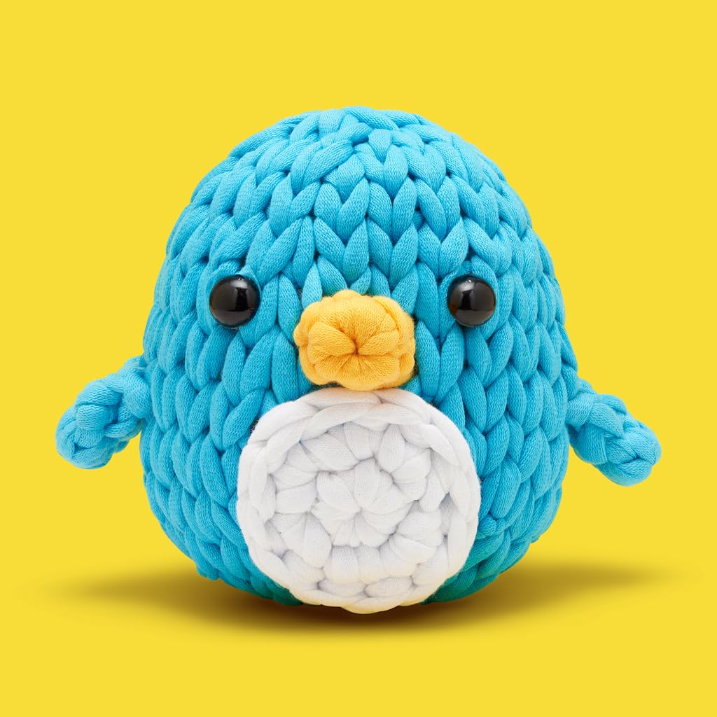 The Woobles Crochet Kit for Beginners with Easy Peasy Loopable Yarn, As Seen on Shark Tank - Easy Arts and Crafts Knitting & Crochet Animals Kit with Step-by-Step Video Tutorials (Pierre the Penguin)