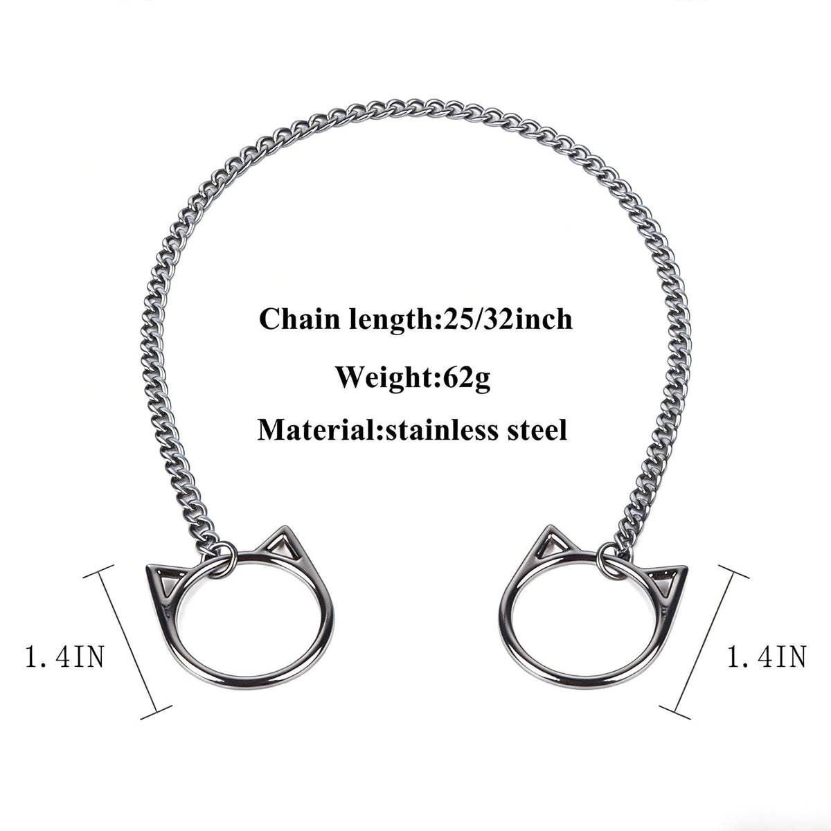 C CHIC CHOK YOUR BODY TALK Cat O-Ring Slip Chain Necklace Stainless Steel Cuban Chain Punk Choker Necklace Jewelry Gift for Women