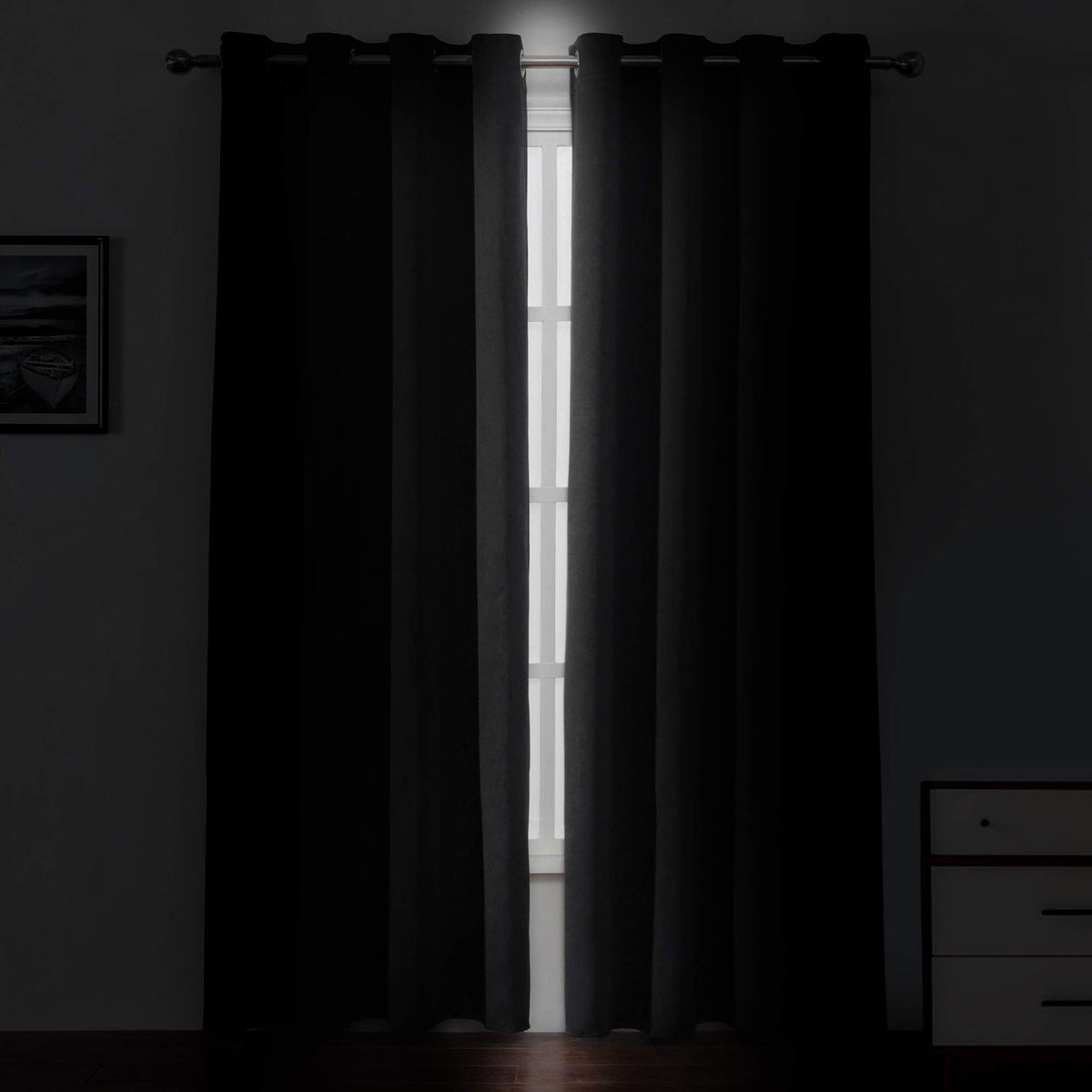 LEMOMO Blackout Curtains 52 x 84 inches Long Black Curtains Set of 2 Panels Thermal Insulated Room Darkening Curtains for Bedroom