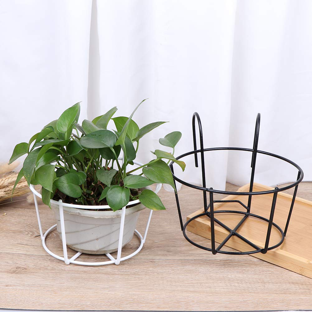 Hanging Railing Planters Baskets Balcony Flower Pot Holders Plant Iron Racks Fence Metal Potted Stand Mounted Balcony Round Plant Baskets Shelf Container Box for Indoor&Outdoor Use,Garden Steel Pots