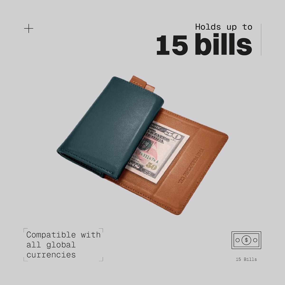 The Frenchie Co. - Speed Wallet - Slim front-pocket wallet with integrated Apple AirTag holder - Quick-access pull tab for fast card ejection - RFID blocking, fits up to 8 cards & folded cash