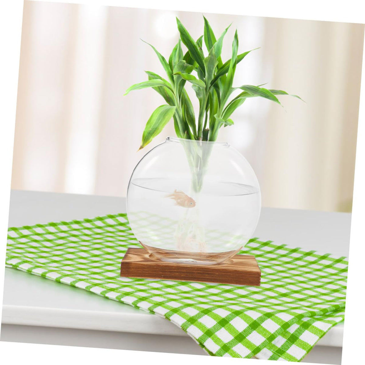 LALADEFIEE 2pcs Hydroponic Glass Vases with Wooden Stand, Indoor Plant Propagation Station for Greenery Terrarium, Decorative Flower Pots for Home Office Window Sill