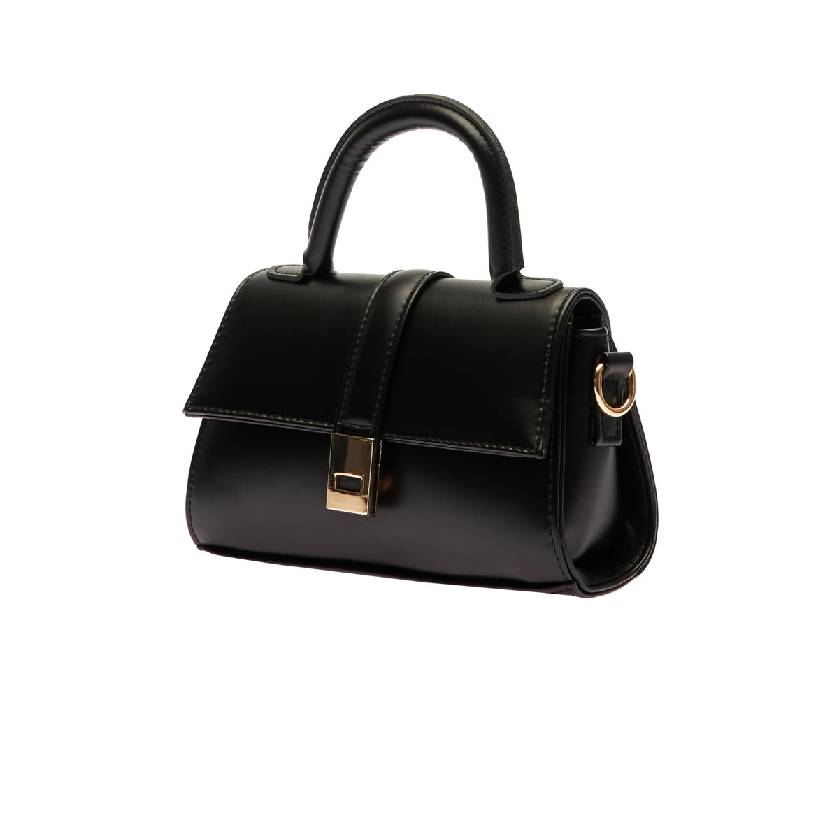 MOON CANTA Mini Crossbody Bag for Women – Small Faux Leather Shoulder Purse with Gold Lock, Elegant Design for Daily Use & Parties (Black)