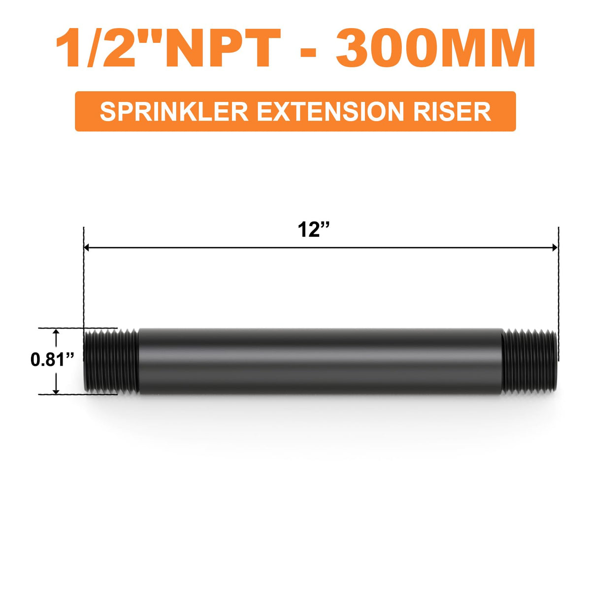 GASHER 6Pcs 1/2 Inch MNPT PVC Male Pipe Thread Sprinkler Head Pipe Riser Extension for Lawn Irrigation System,Length 12 Inch