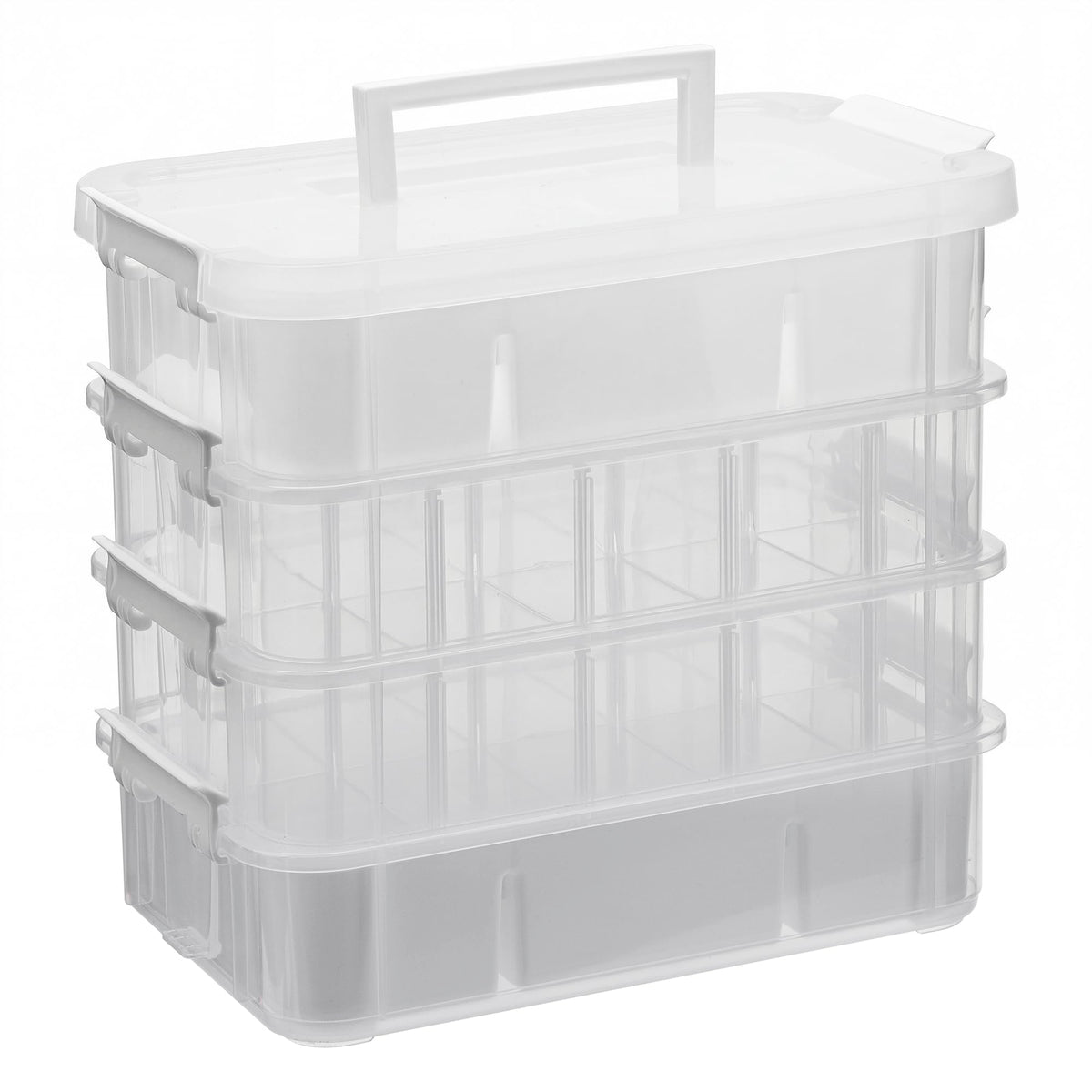 CraftGenes 4-Layer Craft Organizers and Storage with 2 Removable Drawers, Large Art Supply Case with 20 Adjustable Dividers, Portable Sewing Box for Beads, Craft Supplies, Scrapbooking&Tools