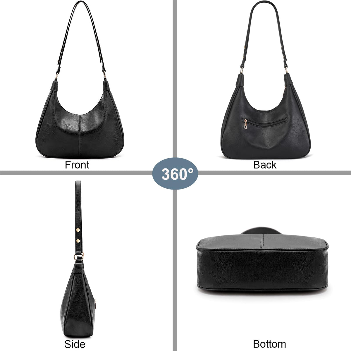 NIUEIMEE ZHOU Shoulder Bag for Women Ultra Soft Foldable Vegan Leather Crossbody Bags Tote Hobo HandBag Underarm Purses