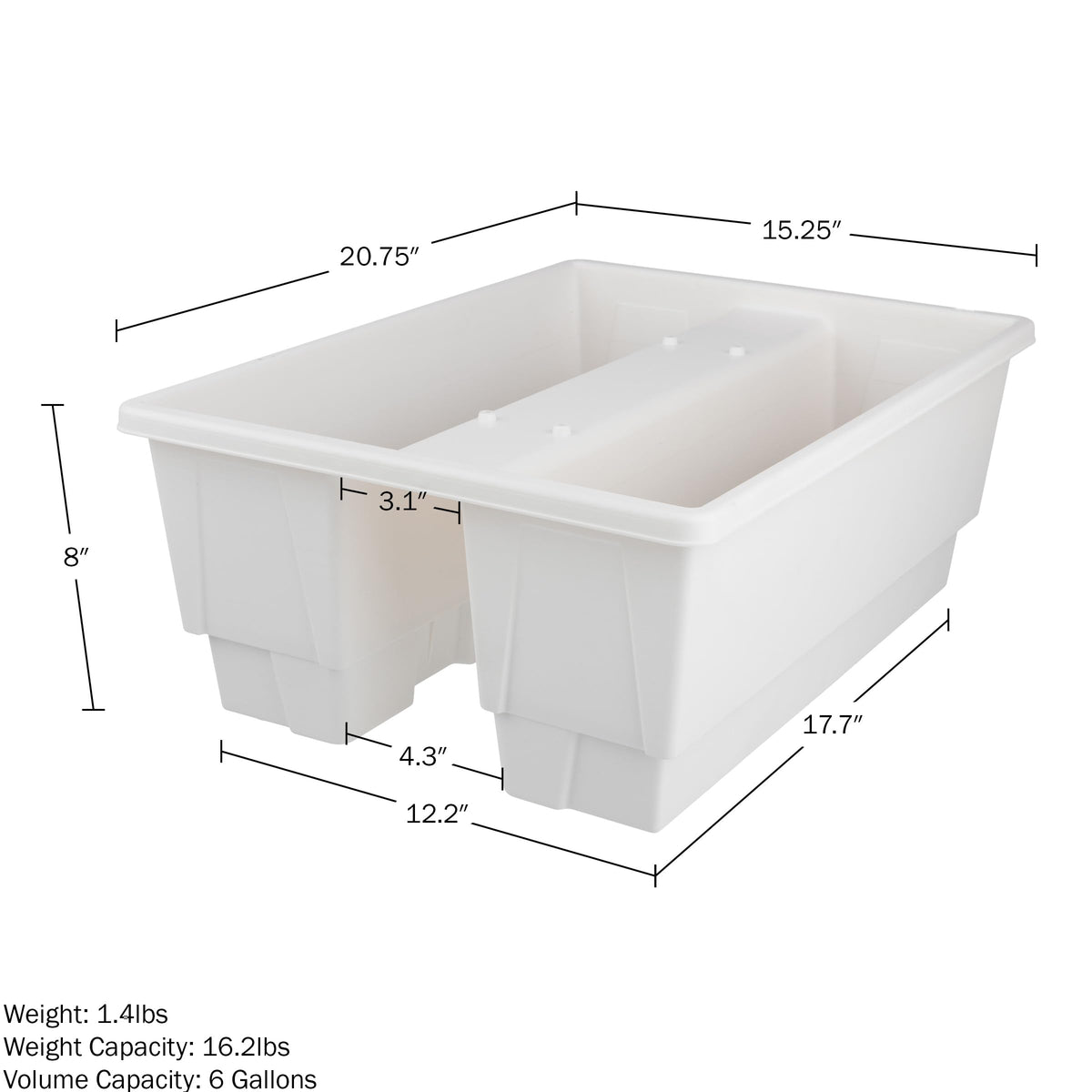 Railing Planter Box 2-Pack - 20.75-Inch Flower Boxes with Removable Drainage Inserts - 6-Gallon Outdoor Planters for Porch, Deck, or Balcony Decor, Fits Rail 3” - 4” by Pure Garden (White)