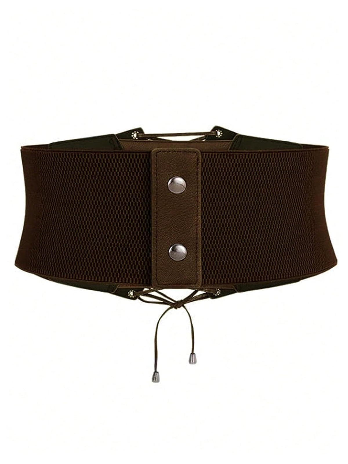 WDIRARA Women's Faux Leather Corset Belt Retro Lace Up Elastic Corset Waist Cincher Belt Brown Small
