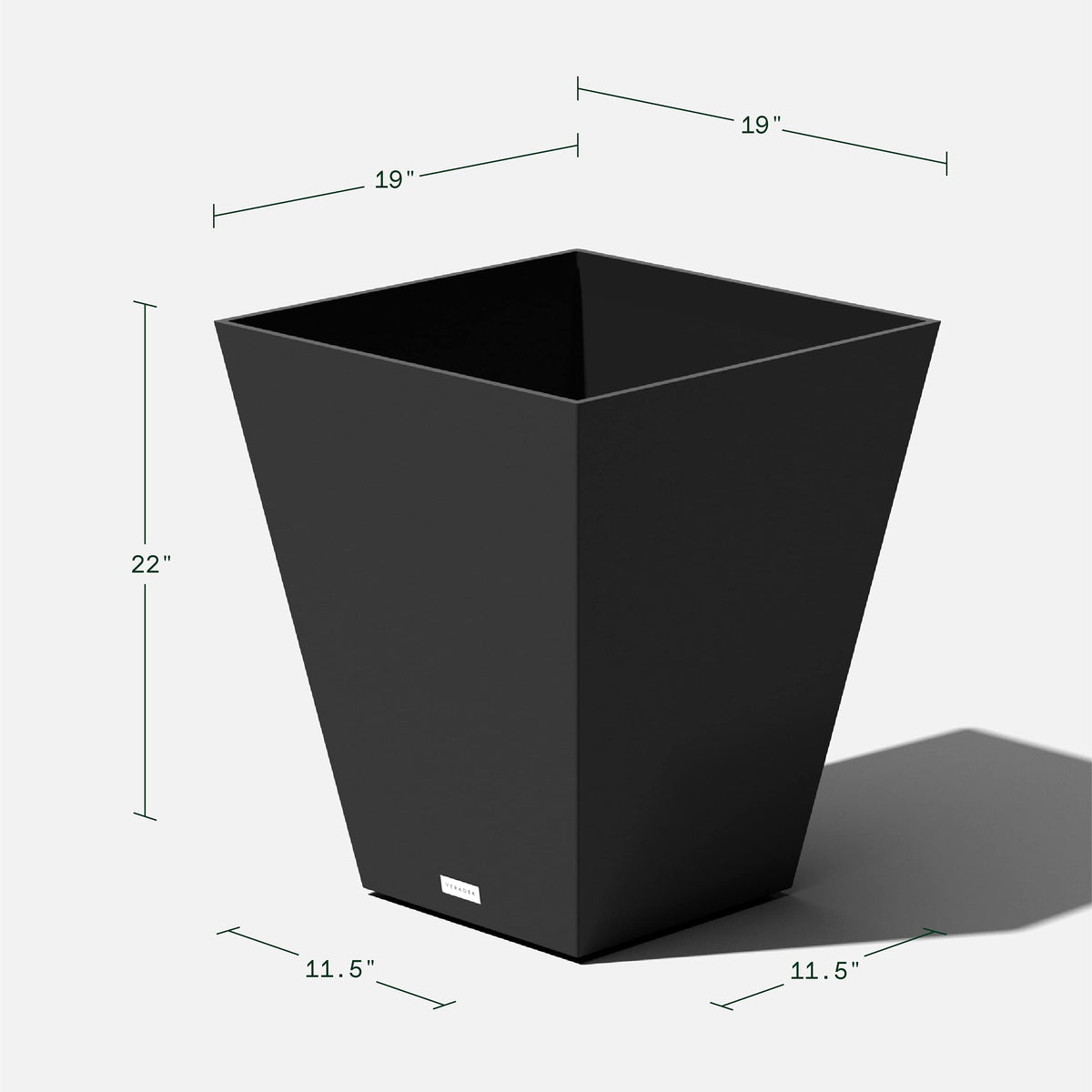 Veradek Nobleton Indoor/Outdoor Wide Square Planter (Black, 22" - 2 Pack with 2 Saucer Trays)