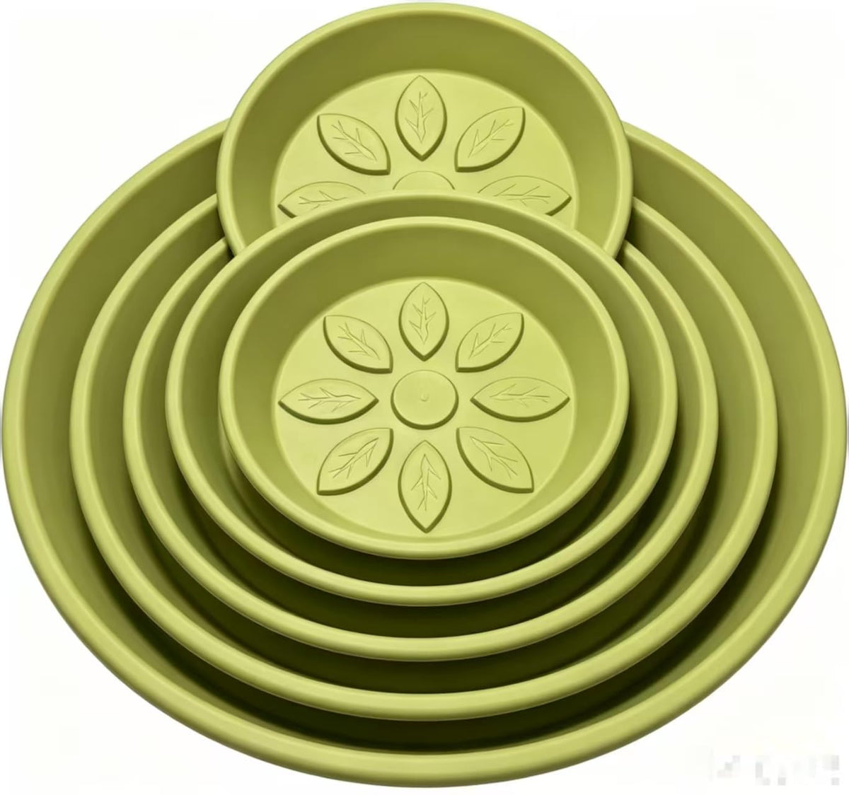 Heavy Duty Light Green Plant Saucer, Deep Waterproof Garden Drip Tray, Stylish Leaf Pattern Round Pot Base For Home Indoor Outdoor Planters, plant water catcher tray, trays for plants 10 Inch