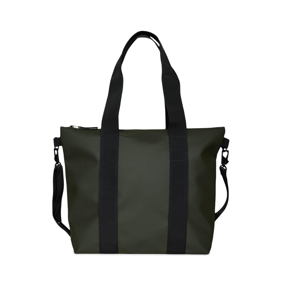 RAINS Tote Bag Mini - Green Waterproof Shoulder Bag for Men and Women - Everyday Tote for Work, Travel, Shopping with Coated Zip and Carry Handles - 2 Year Warranty
