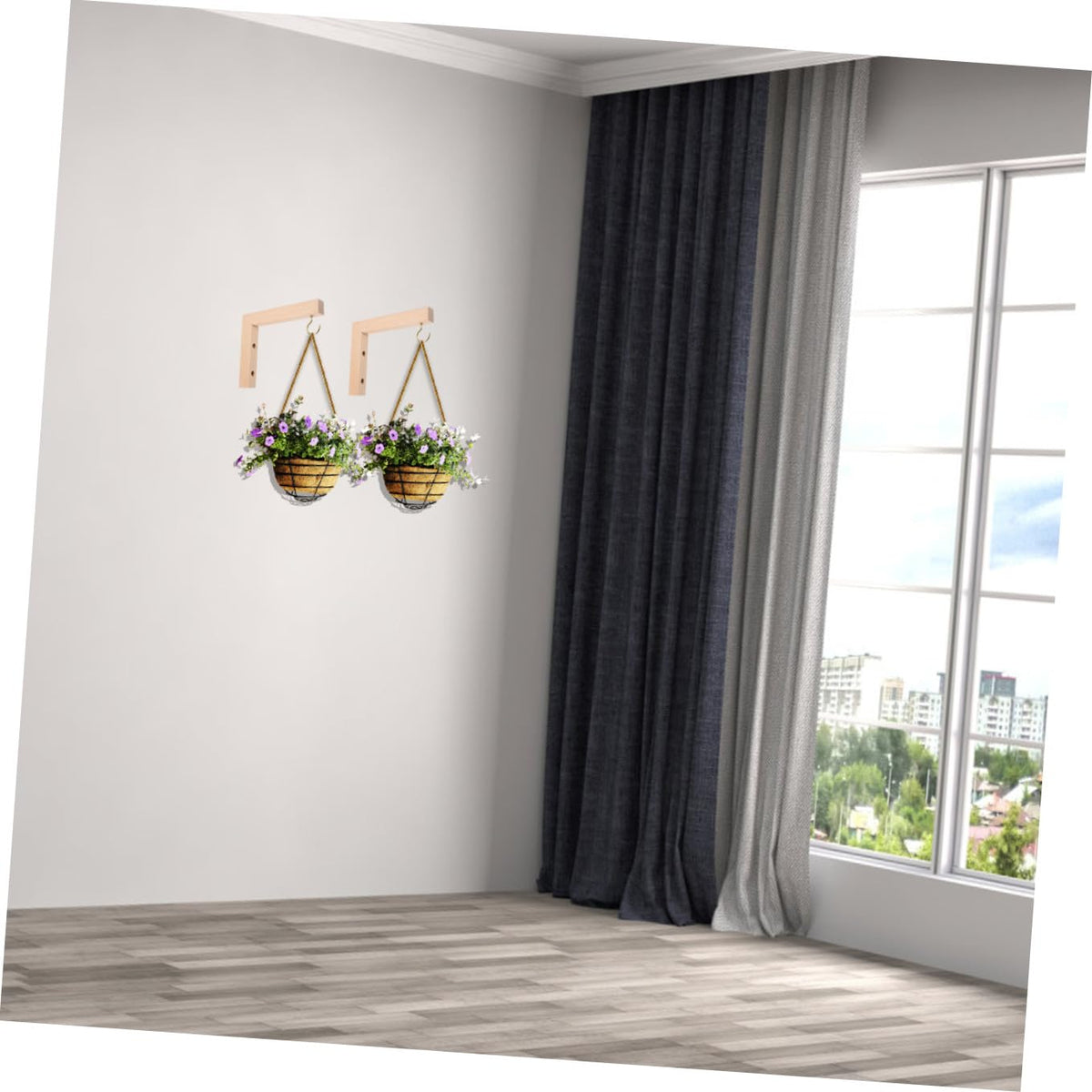 Toyvian 2pcs Wooden Plant Hook Wall Brackets for Hanging Flower Baskets Bird Feeders Wind Chimes Outdoor Garden Décor