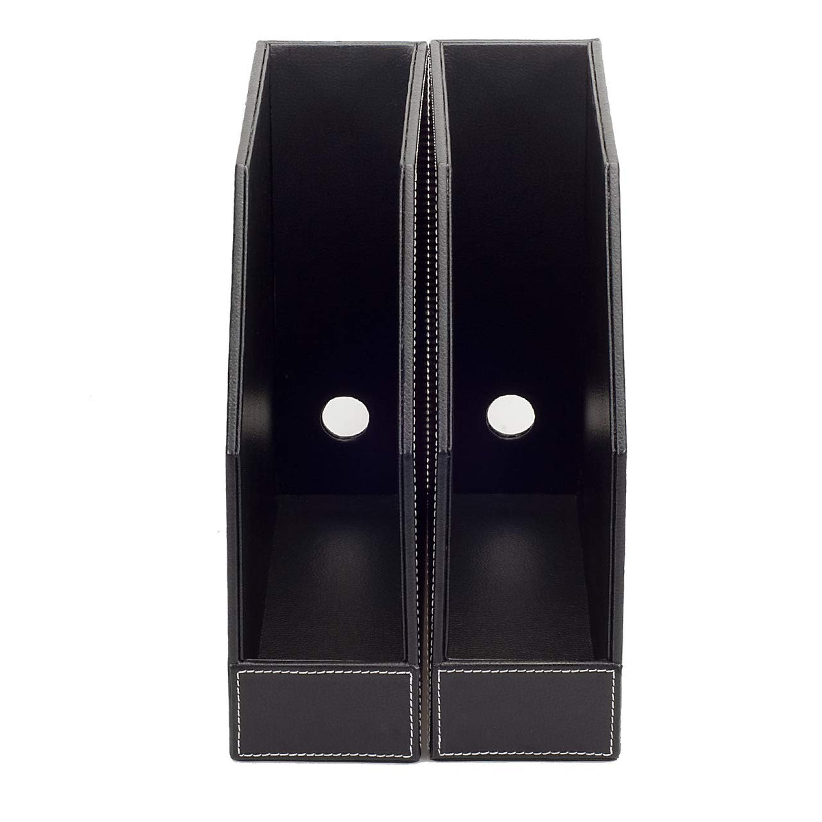 MobileVision Executive Leather Vertical File Folder Holder & Office Product Organizer, Store Files, Magazines, Notepads, Books and more, 2 Pack Combo Set