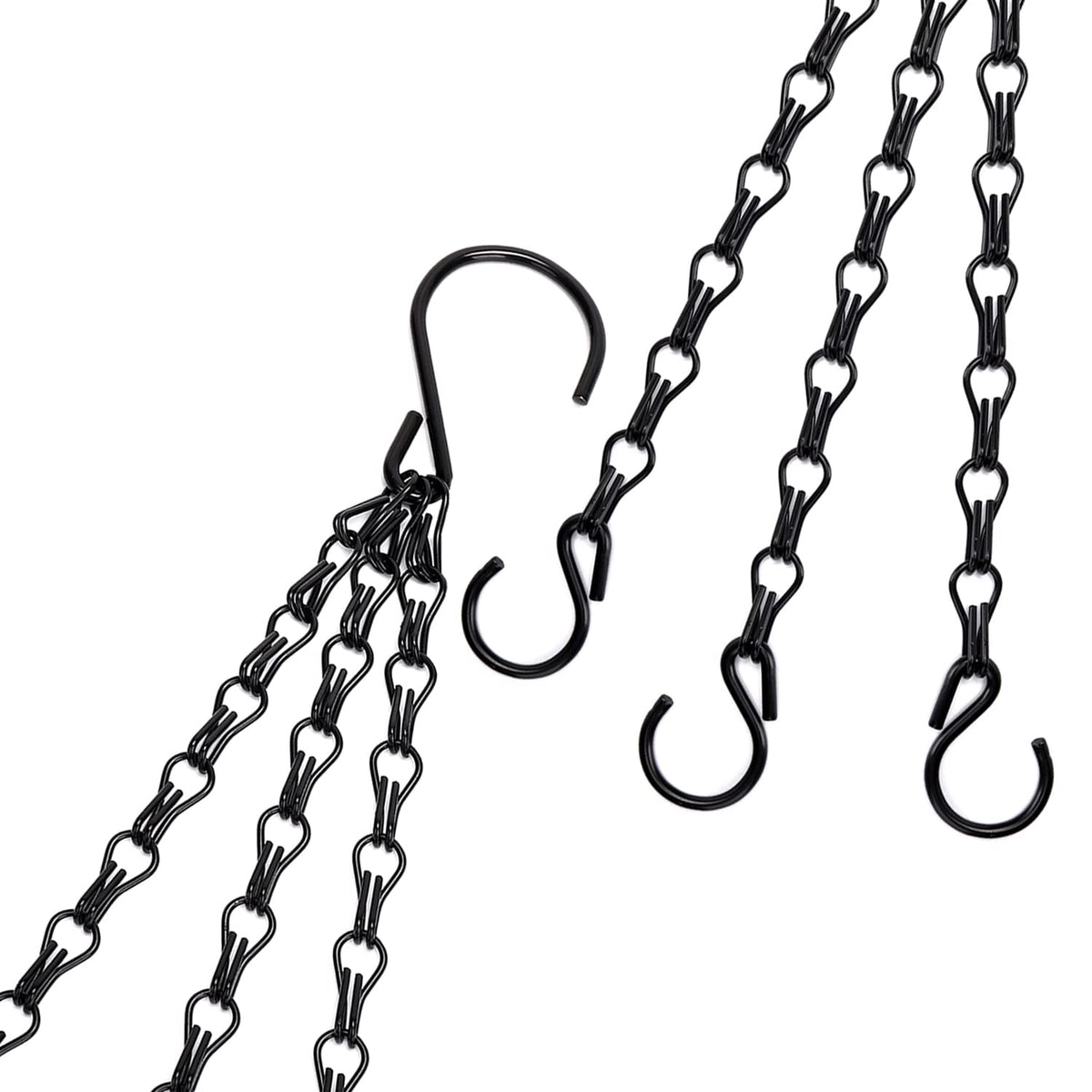 Heybe 20 Inch Hanging Basket Chain, 3 Point Hanging Chains with Hooks for Pot Planters Bird Feeders Lantern Lamp,Extended Hangers for Hanging Badkeys(20 inch,3 Point)
