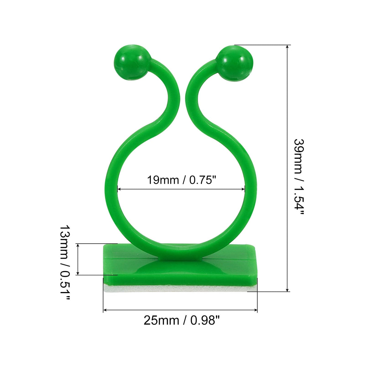 uxcell 100Pcs Plant Climbing Wall Fixture Clips, Plant Fixer Self-Adhesive Hooks Wire Fixing Supporting for Indoor Outdoor Decoration and Cable Wire Fixing (Green, 19mm/0.75")