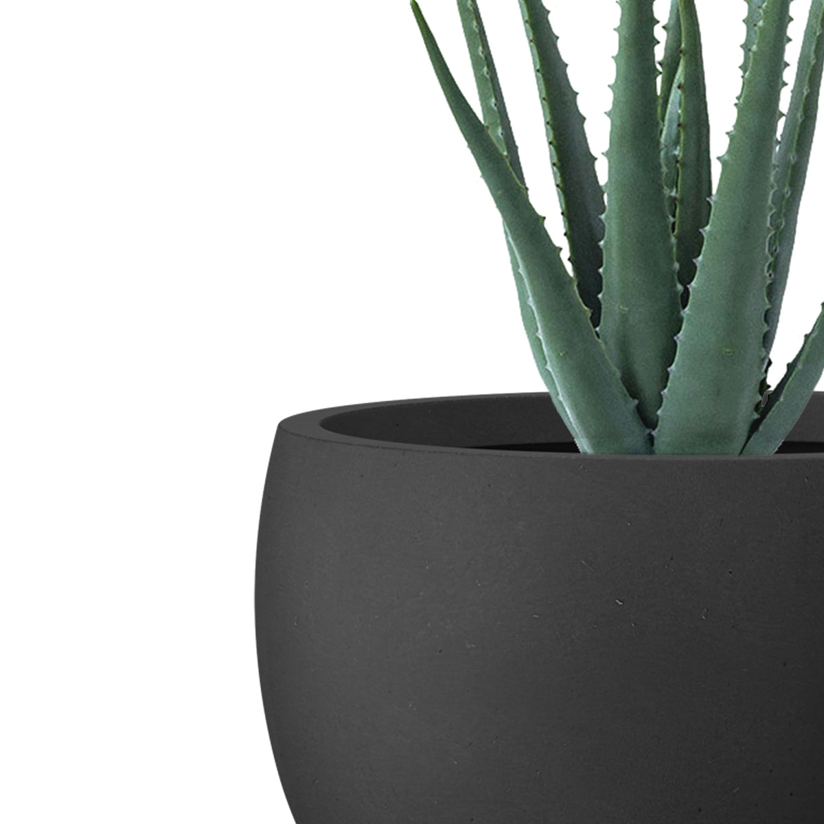 Kante 14 Inch Dia Round Concrete Planter, Indoor Outdoor Large Plant Pot with Drainage Hole and Rubber Plug for Home Patio Garden, Black