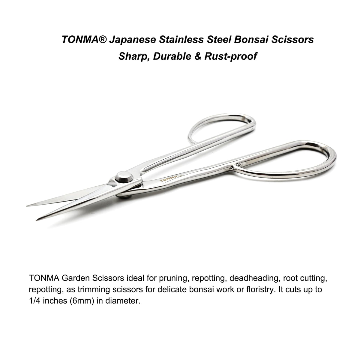 TONMA Satsuki Bonsai Scissors [Made in Japan] Professional 8.5 inch Garden Bonsai Tools Japanese Stainless Steel Hasami Pruning Scissors with Micro Serrated, Mirror Finish Process