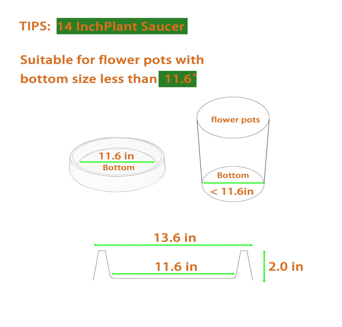 Bleuhome Plant Saucer Tray for Ceramic Plastic Pots, 14 inch Plant Saucers for Indoors, Pot Saucers Trays, Bird Bath Bowls, Flower Planter Water Drip Trays for Pots Base (14", Black)