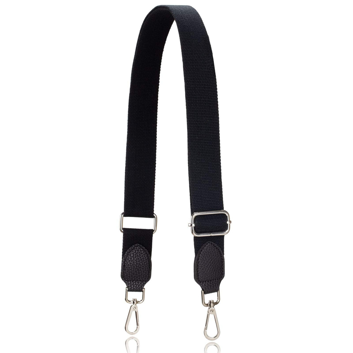 Allzedream Purse Straps Replacement Crossbody Bags Handbag Wide Canvas Leather Adjustable (Black, Silver hardware)