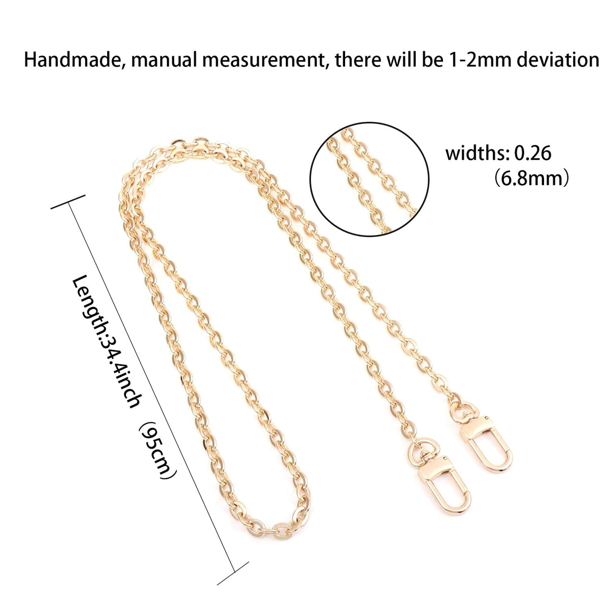 BEUDW Purse Chain Strap Crossbody Gold Chain Shoulder Bag Replacement Strap（Length:34.4inch）