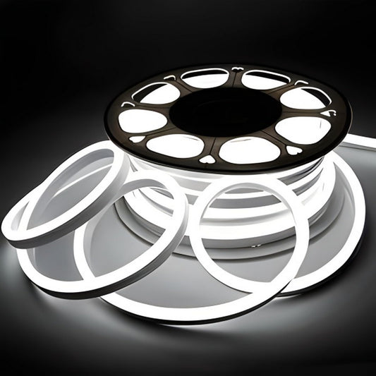 FORT LED Neon Rope Lights 50FT Cool White Flexible Waterproof AC 110V PVC Neon Strip Lighting Model neon-50FT-W