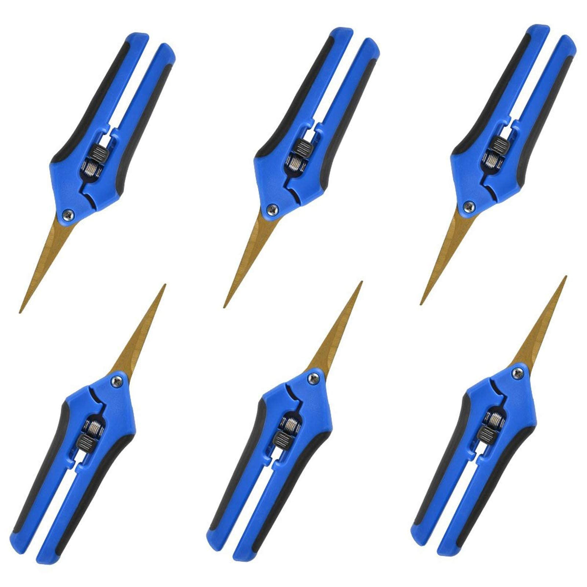 GROWNEER 6 Packs 6.5 Inch Pruning Shears with Curved Blades Trimming Scissors For Gardening Hand Pruning Snips Titanium Coated Precision Blades