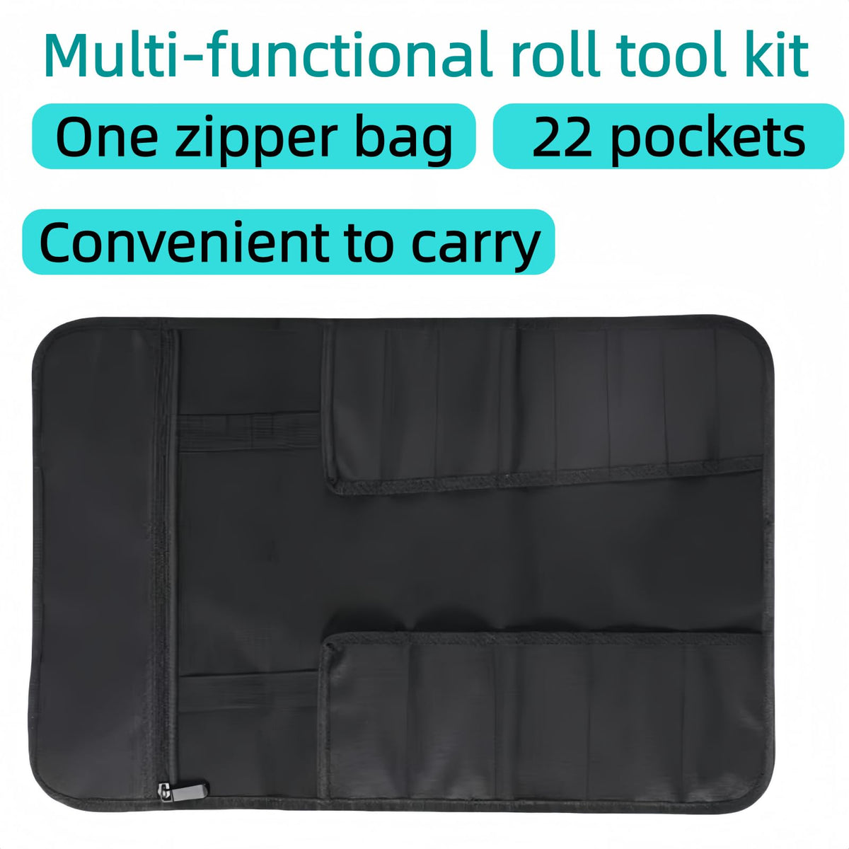 Tool Bag Roll Up, Roll Up Tool Pouch with 22 + 1 Pocket,Waterproof tool roll up bag, Heavy Duty Tool Roll Bag Organizer.
