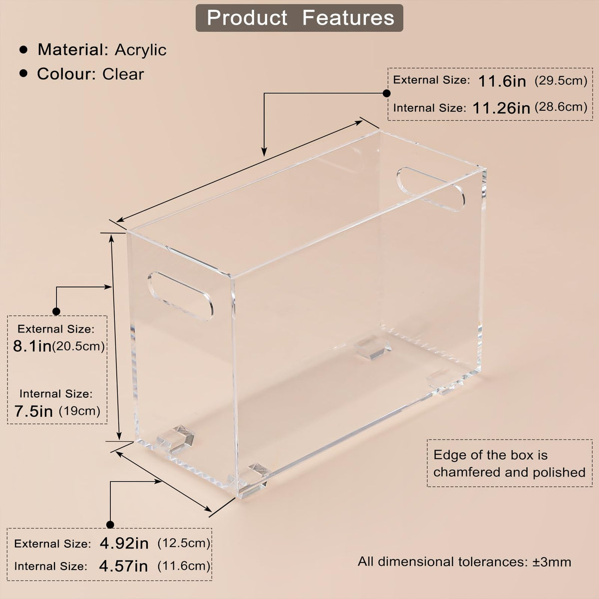 XOHYW Crystal Clear Acrylic Magazine Holder,Space Saving Magazine Rack, Book Basket, Storage Organizer Bin for Living Room, Bathroom, Home Office, Newspapers