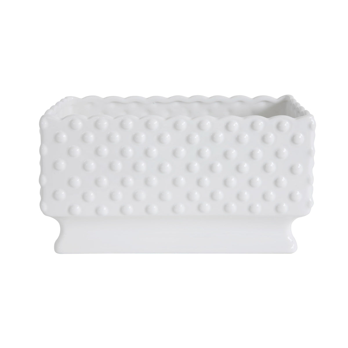 Creative Co-Op White Hobnail Rectangle Ceramic Planter