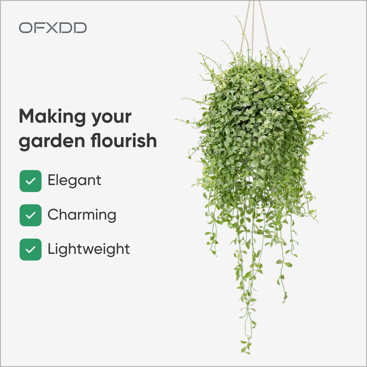 OFXDD Plant Hanger, 4 Pcs - Flower Hanging Planters for Indoor and Outdoor Plants - Plastic Plant Holder with Hooks, Brown