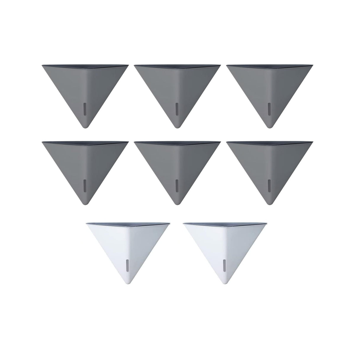 LaLaGreen Bundle - 12" x 6 Pack Gray + 12" x 2 Pack White Large Self Watering White Geometric Hanging Flower Vase Vessel with Metal Hanger, Modern Stylish Wall Mounted Succulent Pot Holder Decor