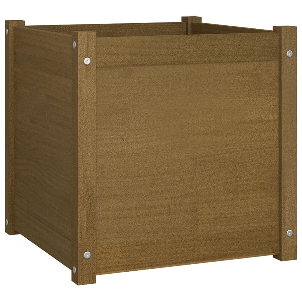 MBDRKVGF Square Garden Planter Box, 19.7-inch Solid Pinewood Outdoor Planting Pot for Flowers, Herbs, Vegetables, Weather-Resistant Decorative Patio Bed