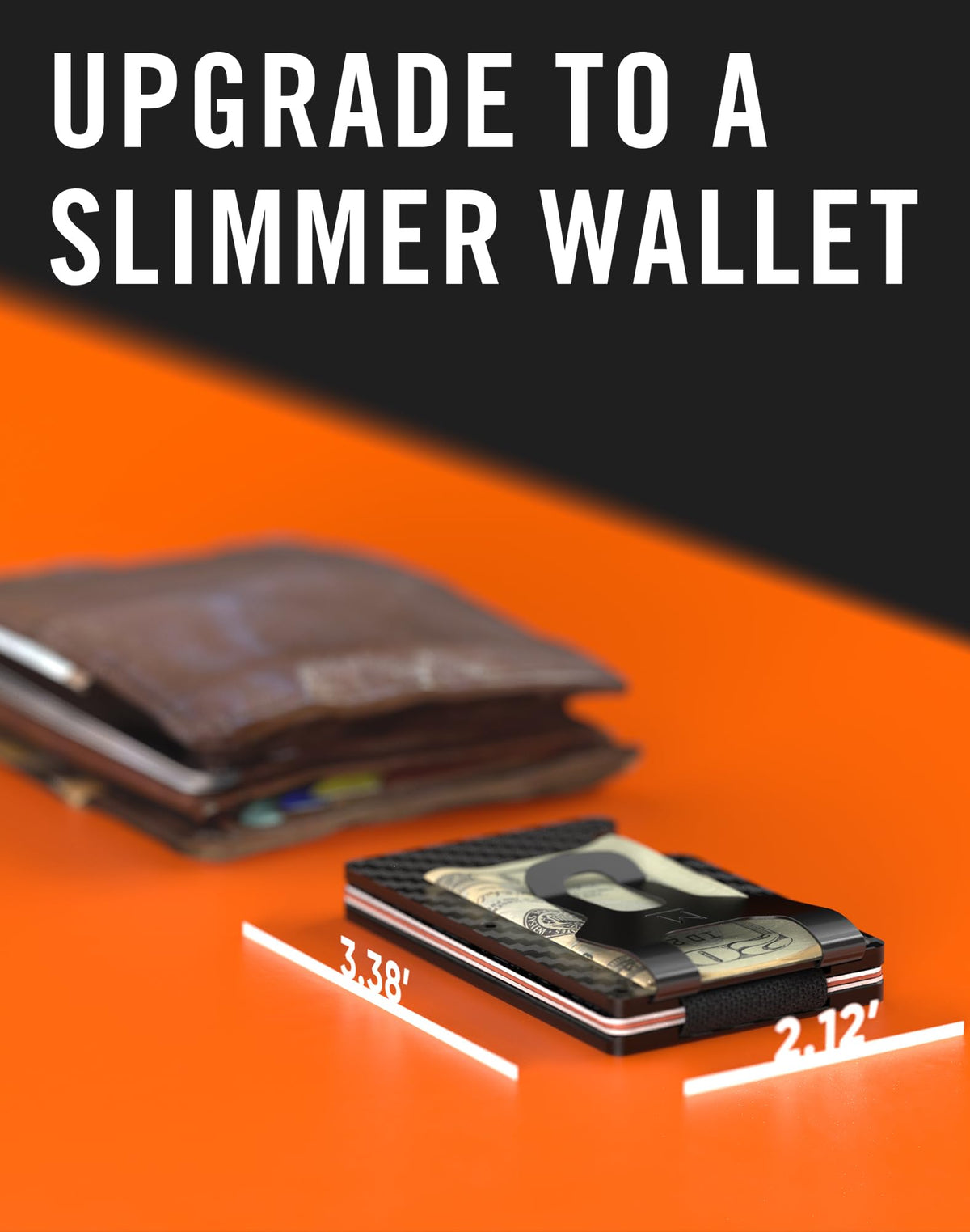 Minimalist Wallet for Men, RFID Blocking with Money Clip, Card Holder, Front Pocket Design, Slim Wallet, Carbon Fiber
