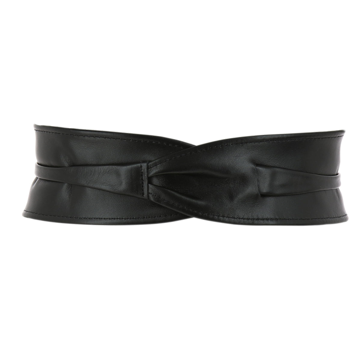 FASHIONGEN - Woman Italian leather Obi belt, CASSIANE - Black, S-M