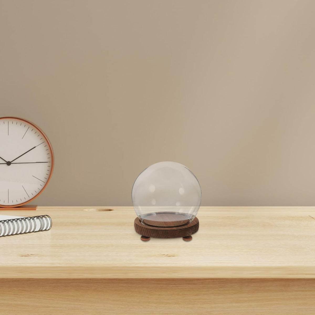 HOLIDYOYO Clear Glass Cloche Display Dome Bell Jar with Wood Base Diy Snow Globe Kit Keepsake Display Case Terrarium for Preserved Plant Succulent Craft 3.9 Inch