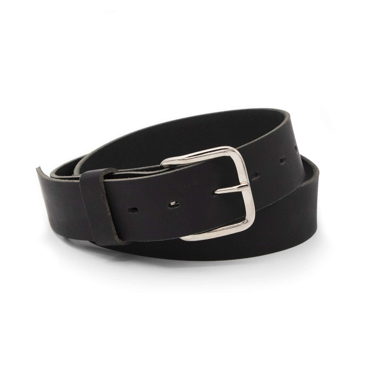 Main Street Forge Journeyman Leather Belt | Made in USA | Black w/Silver Buckle | Size 38