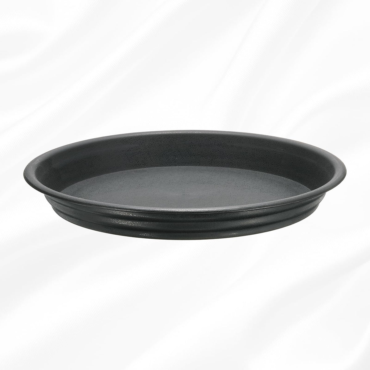HARFINGTON Plastic Plant Saucer 10.5" Round Drip Trays Flower Pot Saucers Flower Base Bottom Drainage Tray for Indoors Outdoors Planters, Gray-Black