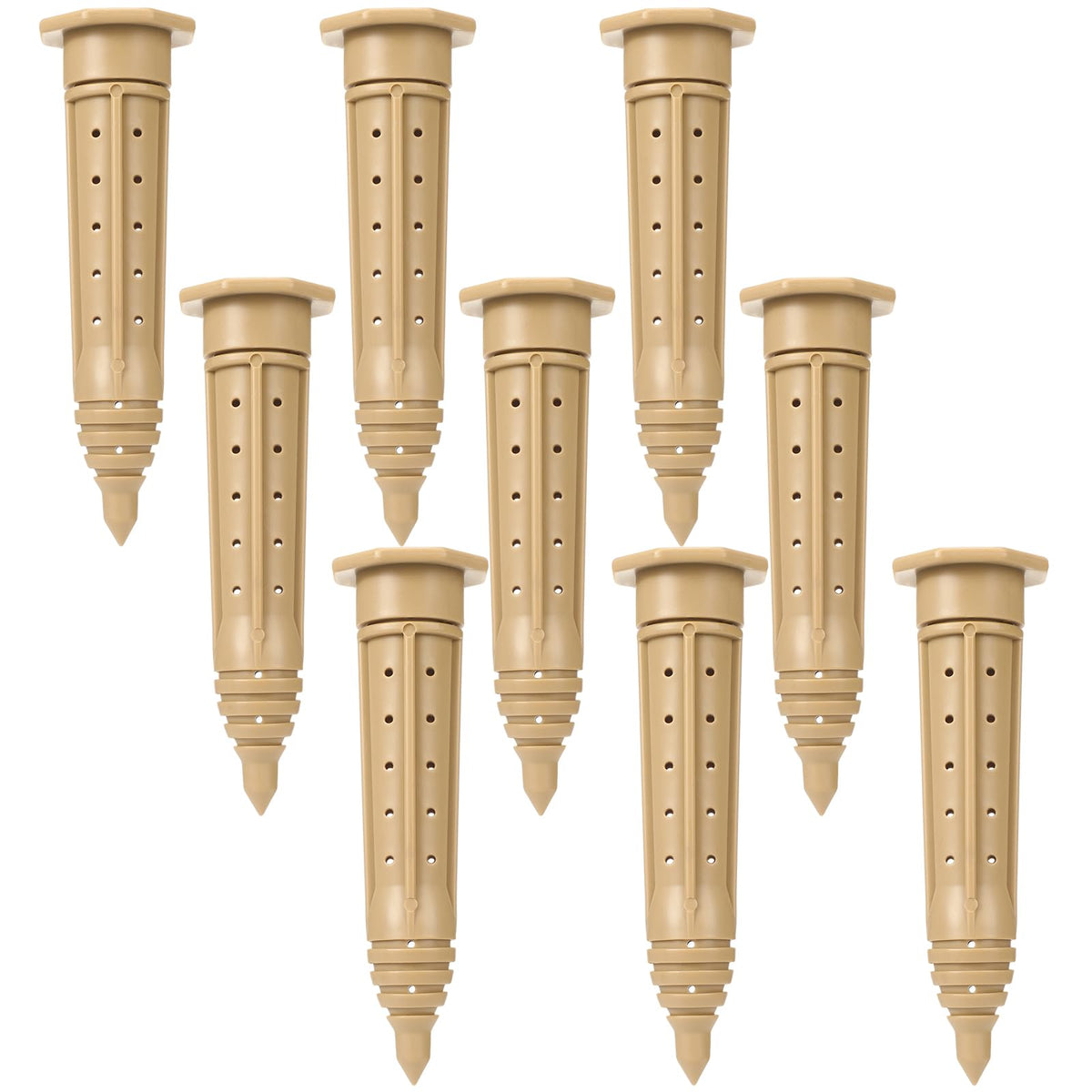 Briwooody 9 Pack 8 Inch Garden Watering Stake Large UV Protected ABS Plastic Deep Root Irrigation Spike Brown Drip System Parts Tubes for Trees Shrubs Bushes Flowers Fruits Vegetables Potted Plants