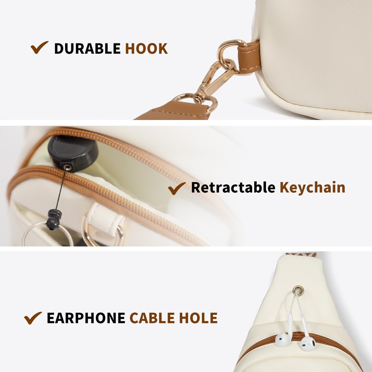 OSOCE Crossbody Bags for Women Sling Bag Anti Theft PU Leather Travel Chest Purse Small Adjustable Strap Fits Large Phone