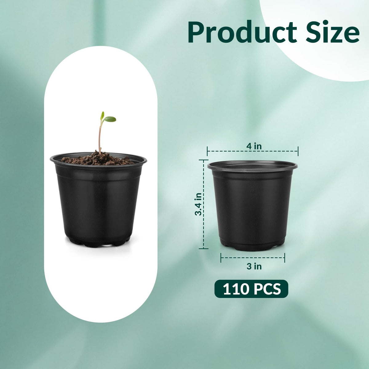 FUOAUYK 110 Pcs Small Plastic Palnt Pot, 4 5 6 Inch Nursery Pots with Drainage, Seedlings Starter Pots for Plants, Great for Herbs, Cuttings, and Starter Plants (110 pcs, 4 inch)